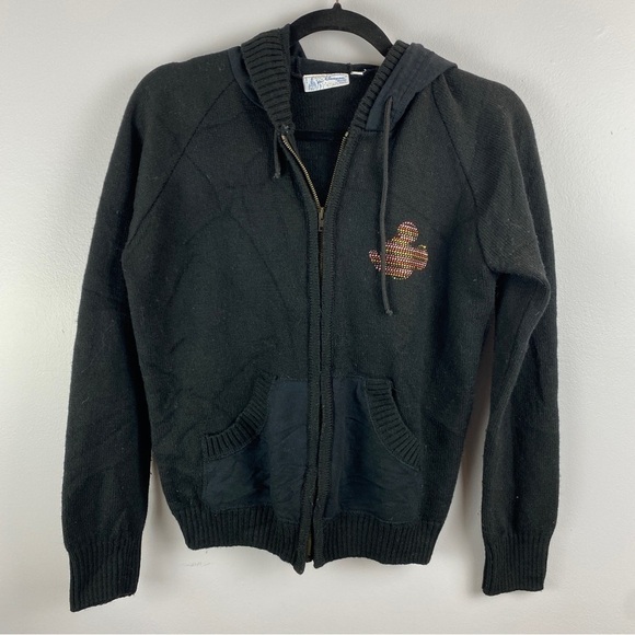 Disneyland Resort Paris Casual Wool Blend Mickey Full Zip Hoodie Medium Black - Picture 3 of 9